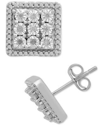 Diamond Cluster Stud Earrings (1/10 ct. t.w.) in Sterling Silver Product Image