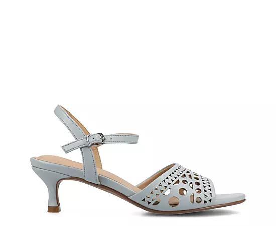 Journee Collection Jessly Women's Cut Out Design Ankle Strap Kitten Heel Sandals, Size: 9, Light Blue Product Image