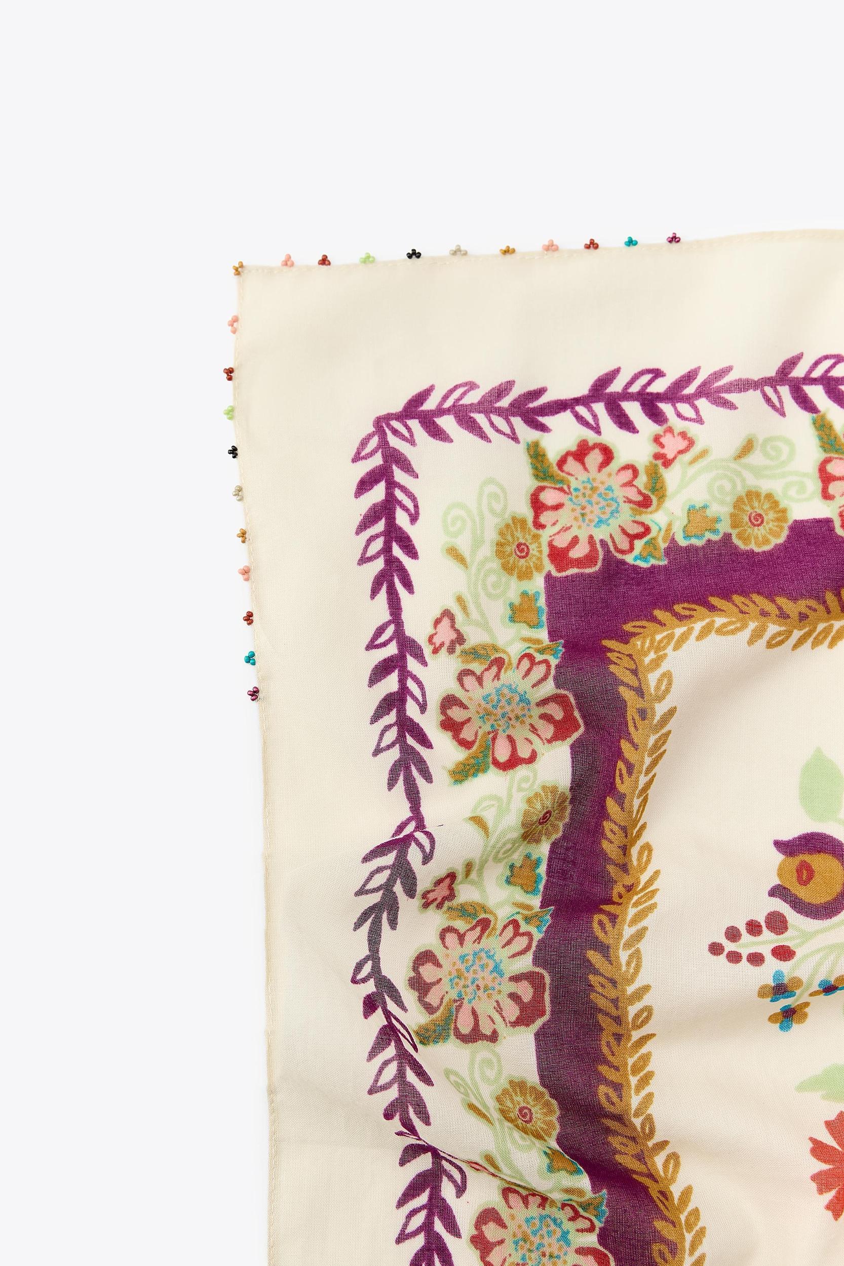 BEADED PRINTED SCARF Product Image