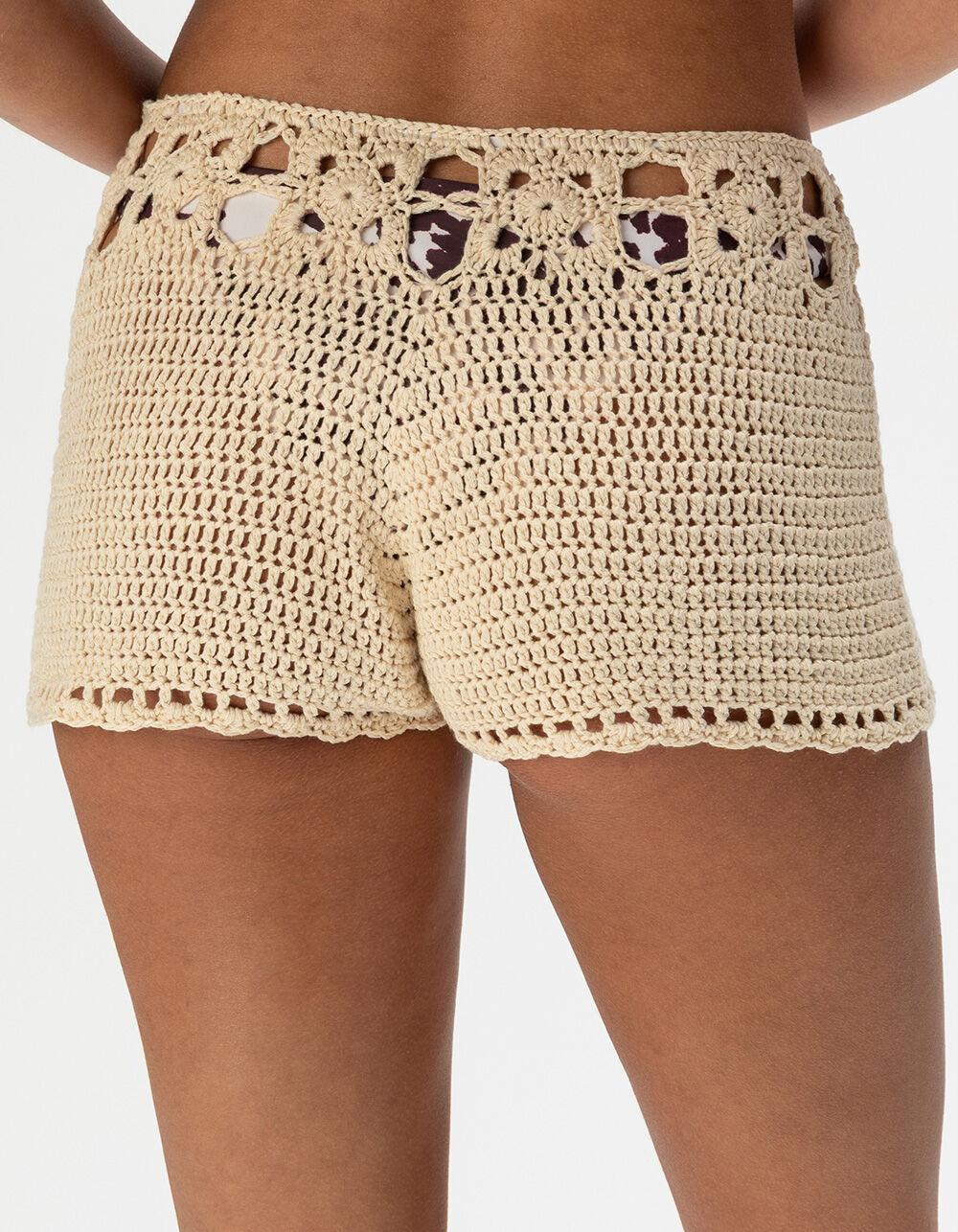 DAMSEL Crochet Womens Cover-Up Shorts - CREAM Product Image