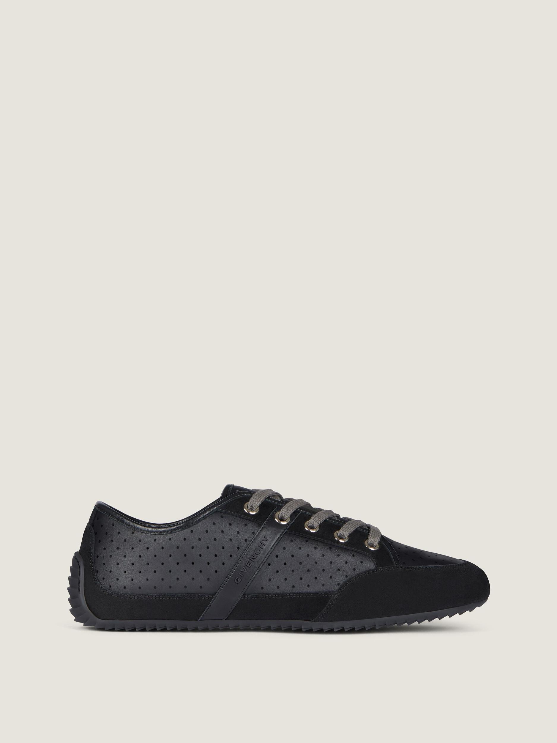 Slim sneakers in perforated leather and suede Product Image