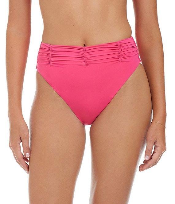 Sanctuary Beach Goddess Excess Solid High Waist High Leg Shirred Swim Bottom Product Image