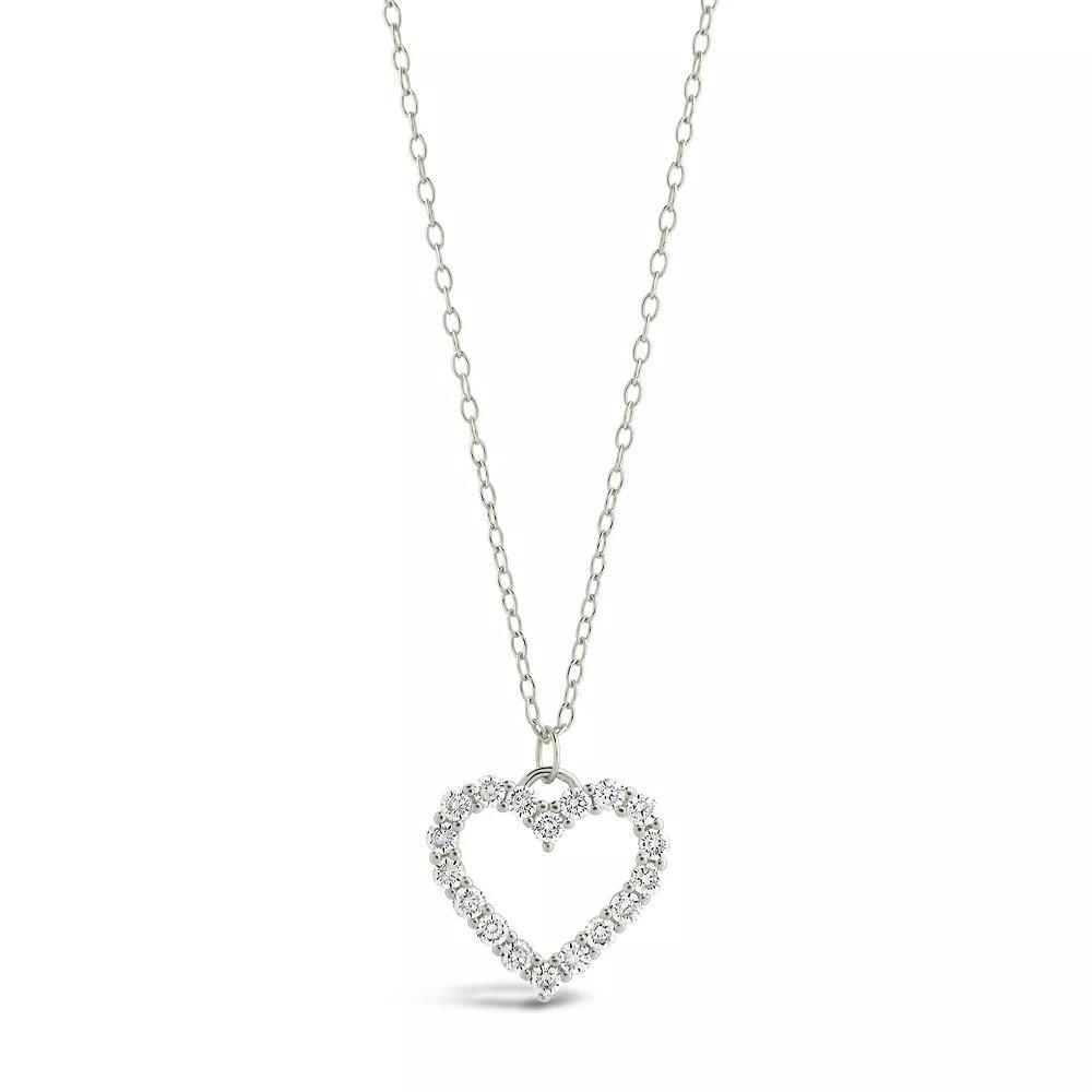 MC Collective Sterling Silver Cubic Zirconia Outline Heart Pendant Necklace, Women's, Size: 16-18" ADJ, Silver Tone Product Image