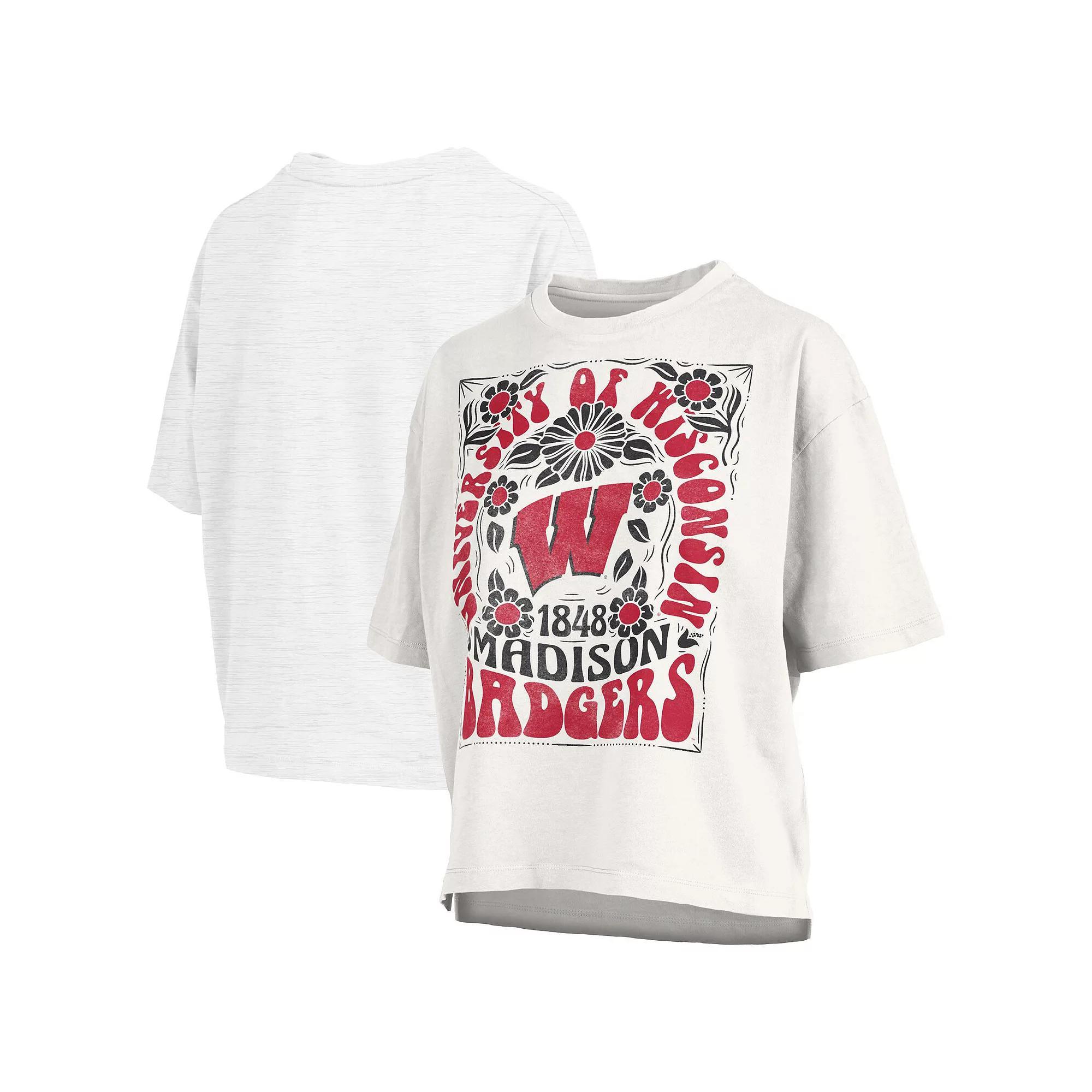 Women's Pressbox White Wisconsin Badgers Harmony Oversized T-Shirt, Size: Small Product Image