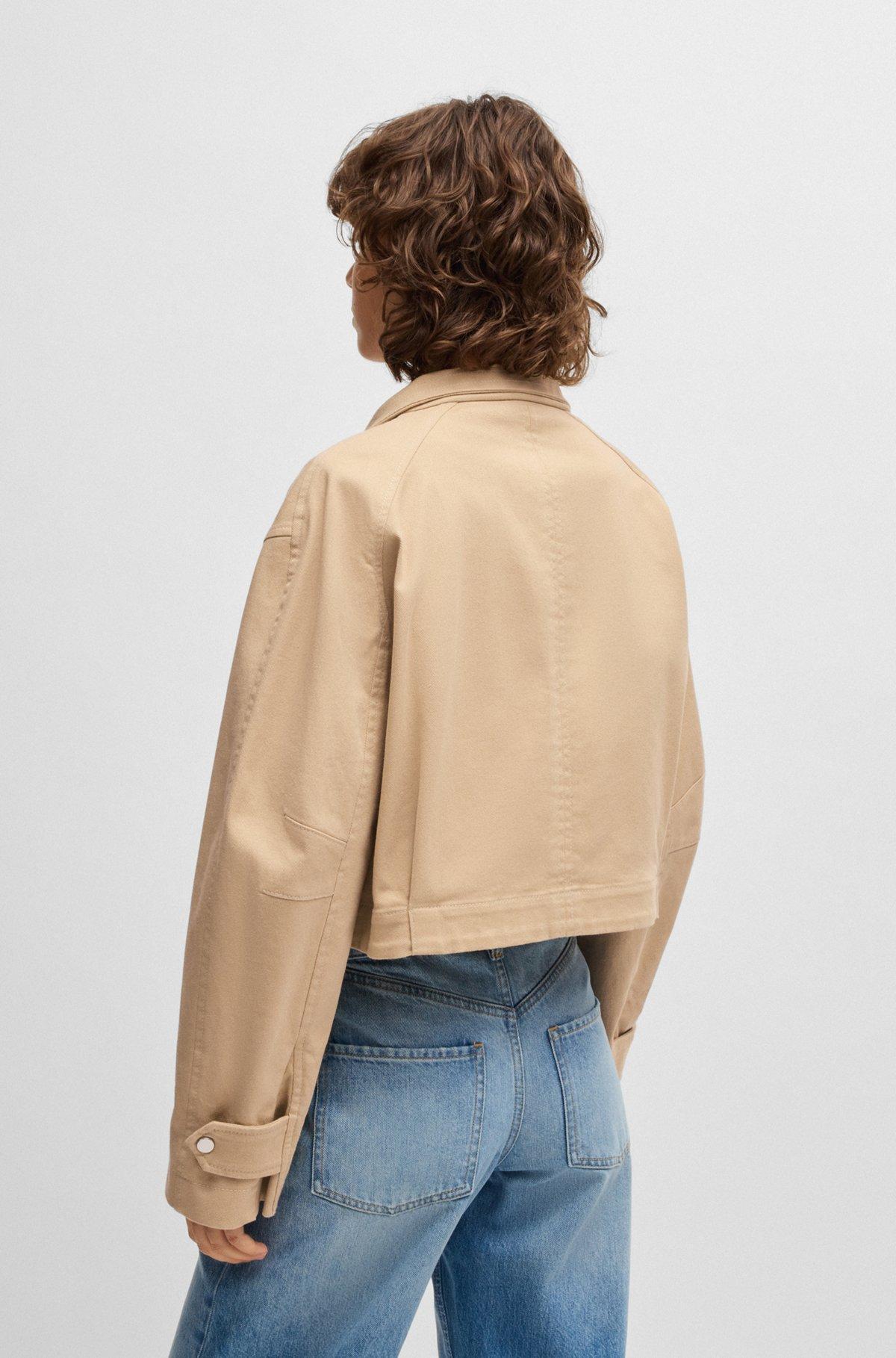 Stand-collar blazer in stretch-cotton twill Product Image