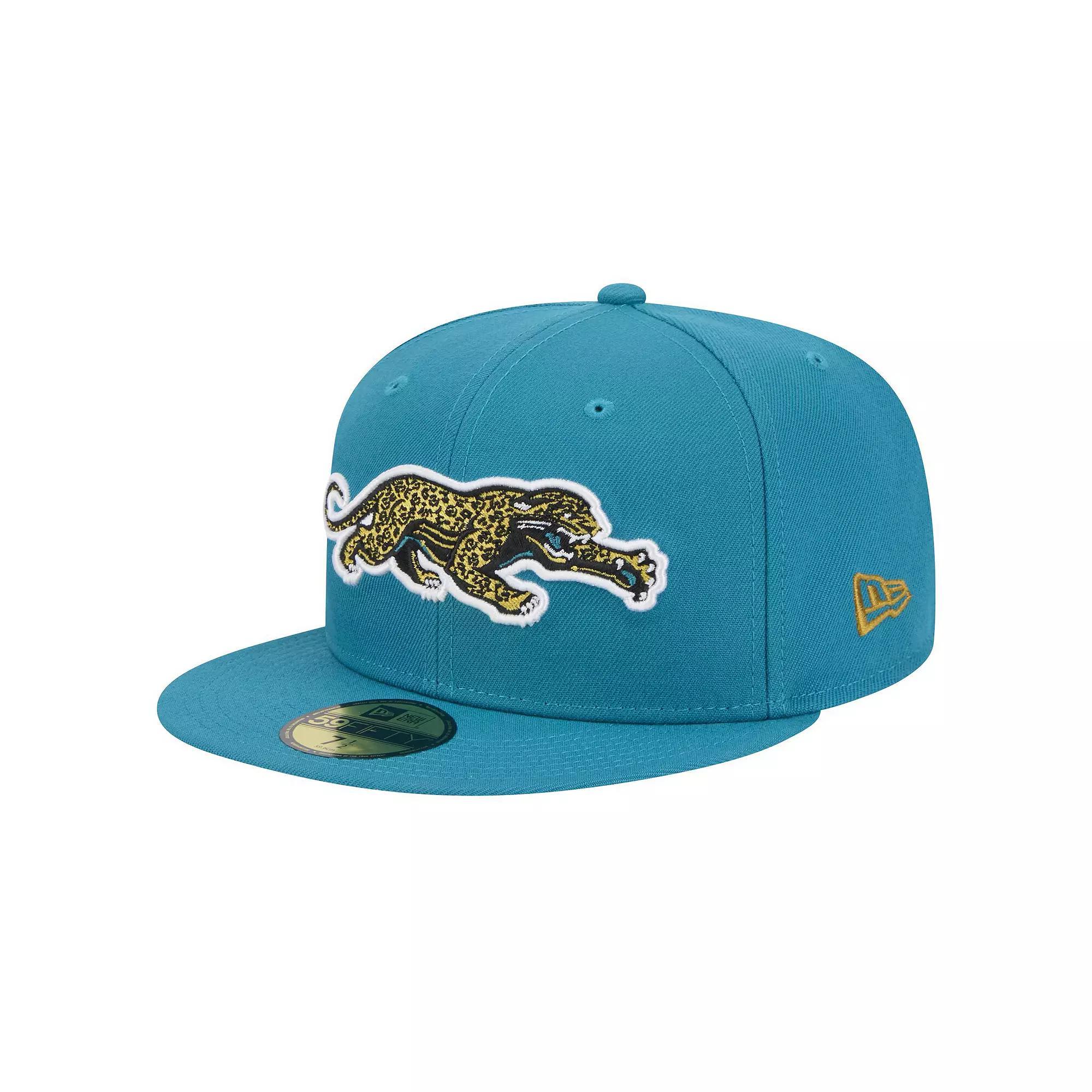 Men's New Era  Teal Jacksonville Jaguars Throwback Crawl Omaha 59FIFTY Fitted Hat, Size: 8, Blue Product Image