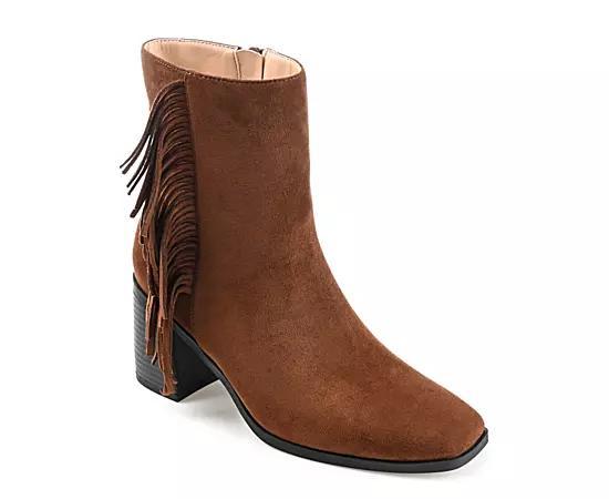 Journee Collection Womens Noriah Tru Comfort Foam Inside Zip Stacked Heel Booties Brown 6.5 Product Image