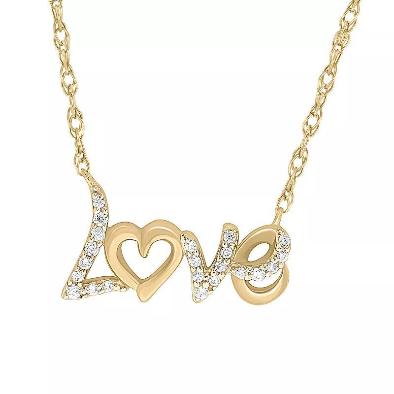 Sterling Silver 1/10 Carat T.W. Diamond "Love" Pendant Necklace, Women's, Size: 18", Gold Tone Product Image