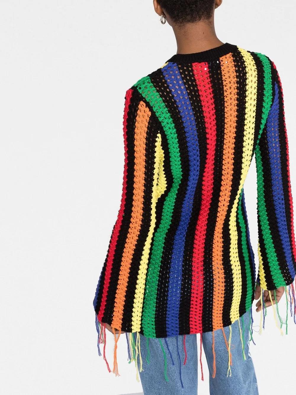 MSGM Gestreifter Pullover Aus Baumwolle In Multicolor Product Image