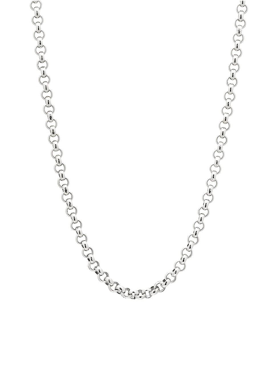 Mens Sterling Silver Cable Chain Necklace, 20L Product Image
