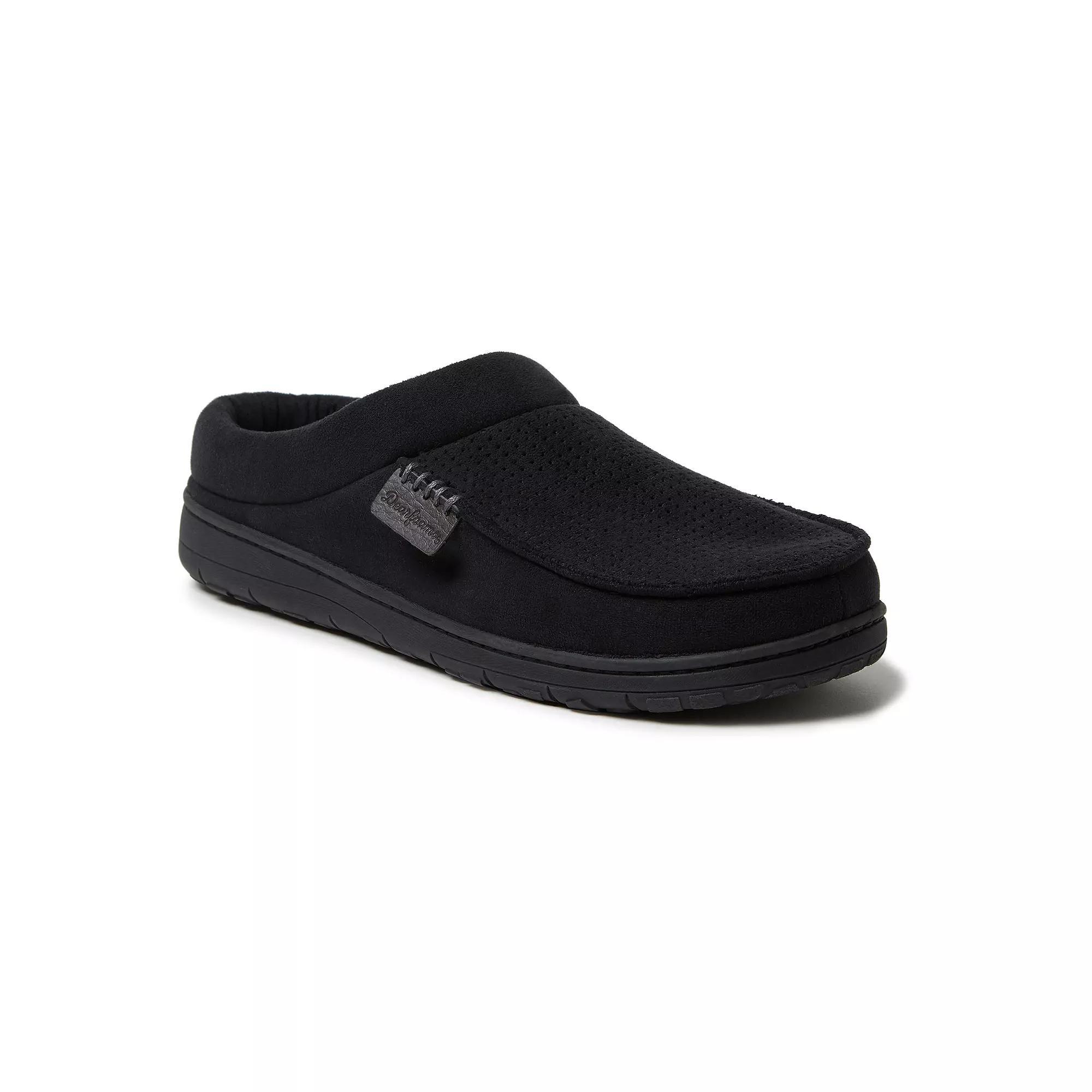 Men's Dearfoams Brendan Perforated Microsuede Clog Slipper, Size: Medium, Black Product Image