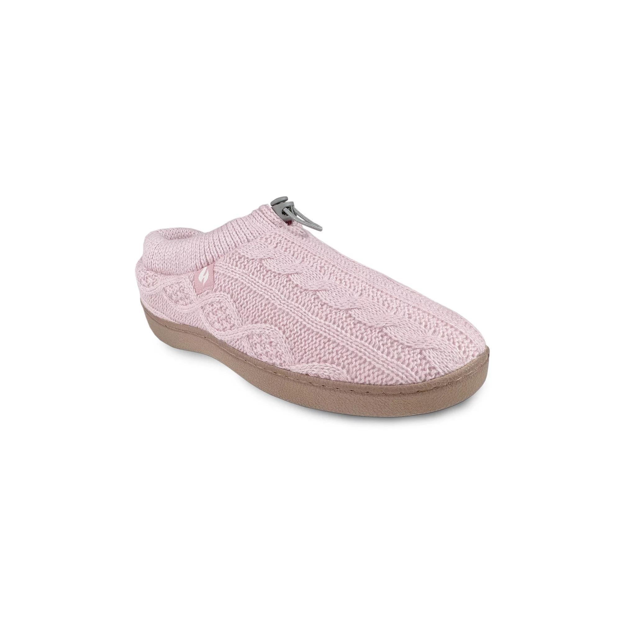 Heat Holders Women's Heatweaver Cable Knit Adjustable Drawstring Slippers, Size: 9-10, Pink Product Image