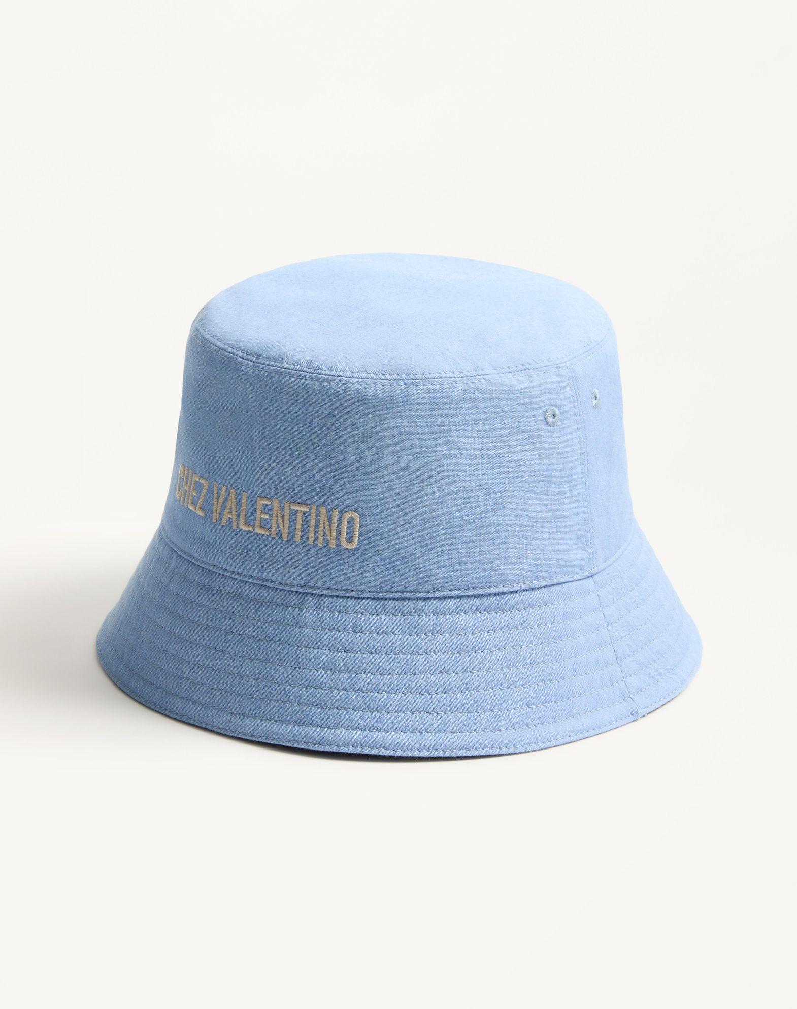 Chez Valentino Denim Bucket Hat With Embroidery Product Image