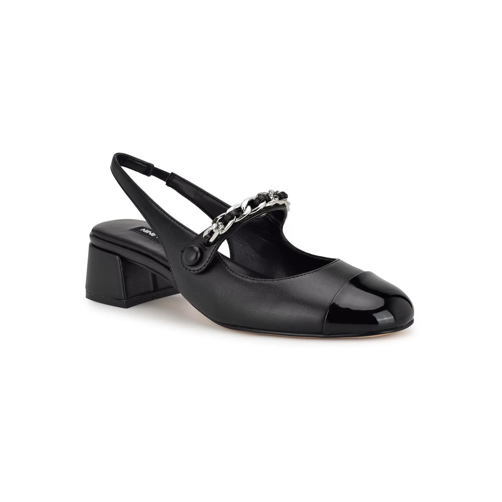Nine West Geko Block Heel Women's Dress Slingback Pumps, Size: 7.5, Black Team Product Image
