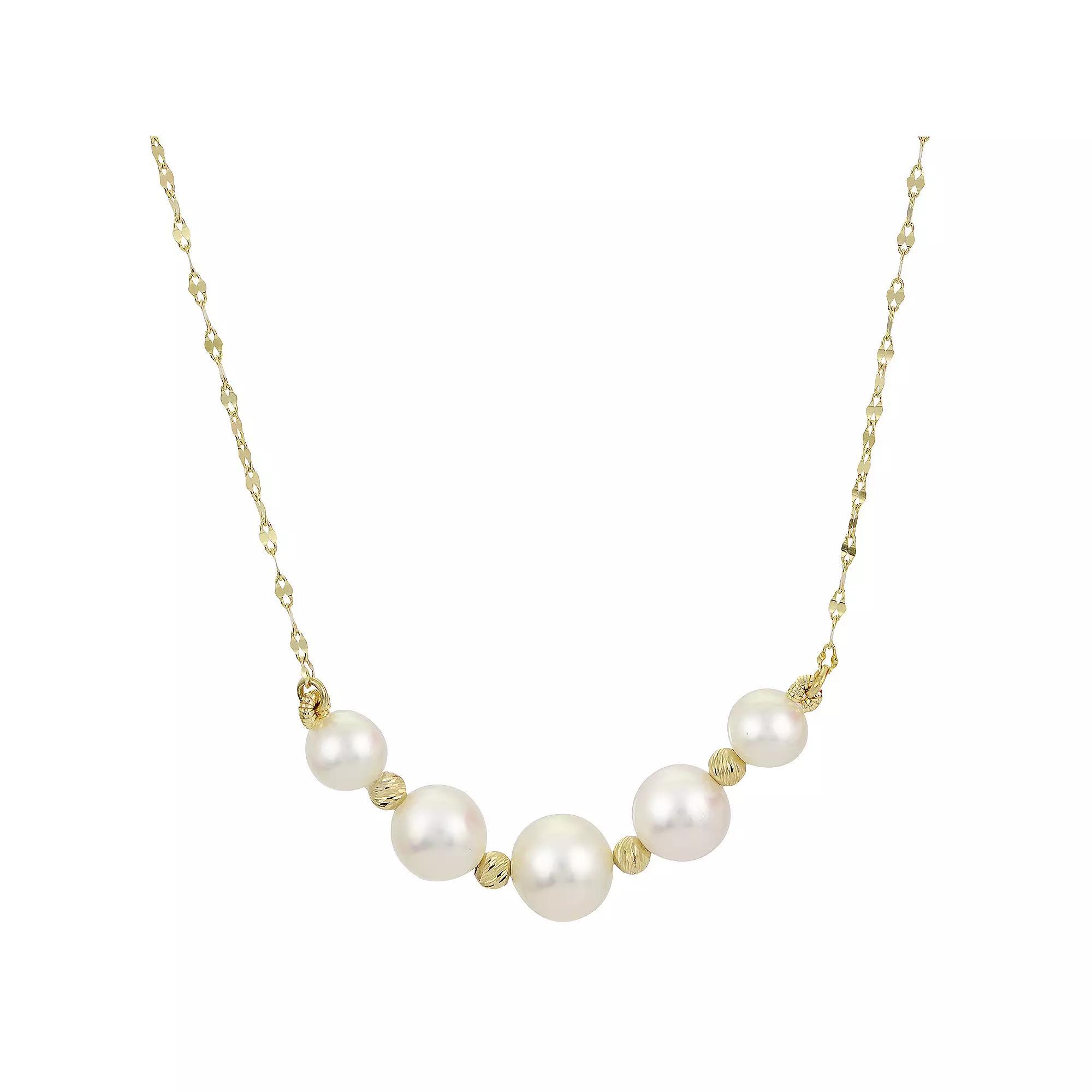 PearLustre by Imperial 14Kt Gold Freshwater Cultured Pearl & Brilliance Bead Necklace, Womens 14k Gold Product Image