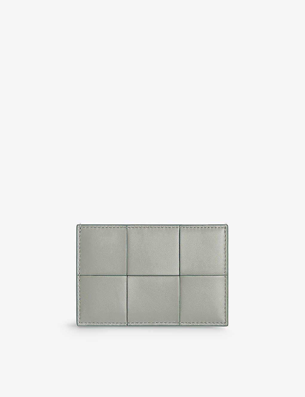 BOTTEGA VENETA Cassette Intrecciato-woven Leather Card Holder In Sterling/zenith Product Image