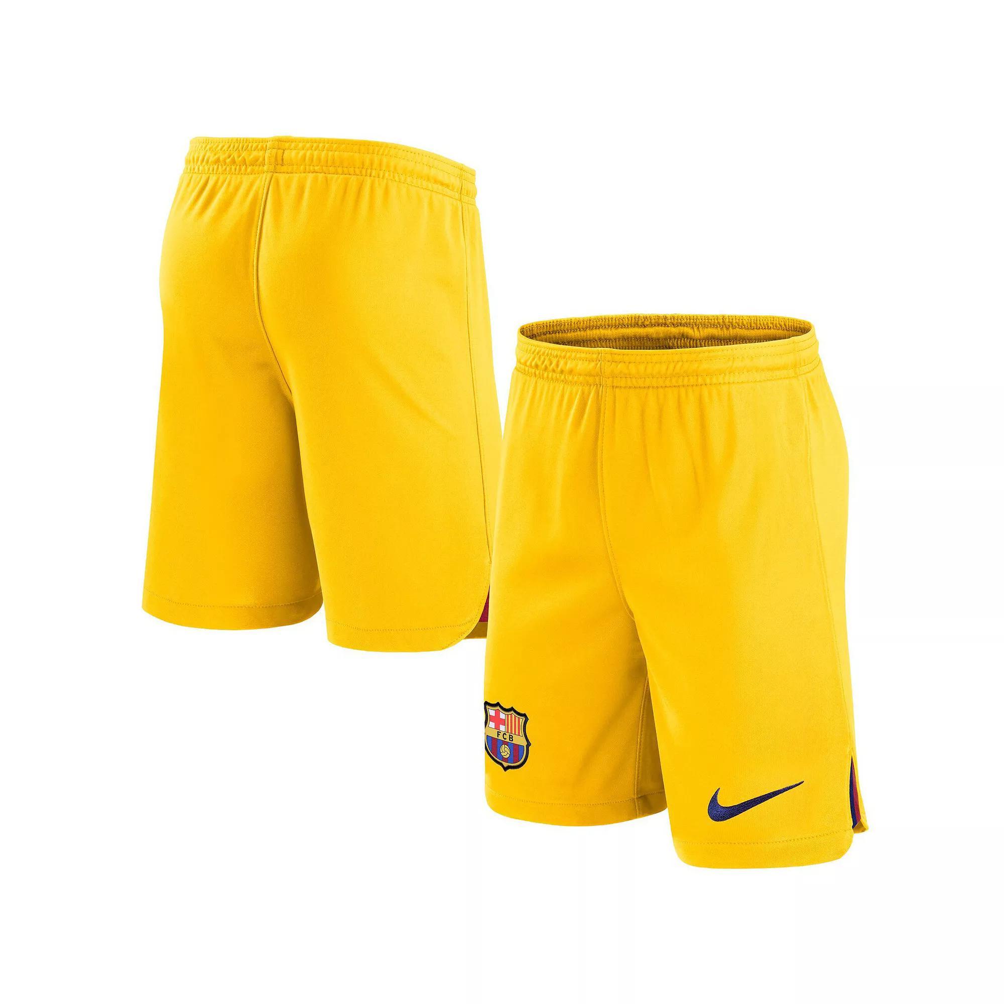 Men's Nike Yellow Barcelona Stadium Fourth Performance Replica Shorts, Size: 2XL, Bar Yellow Product Image