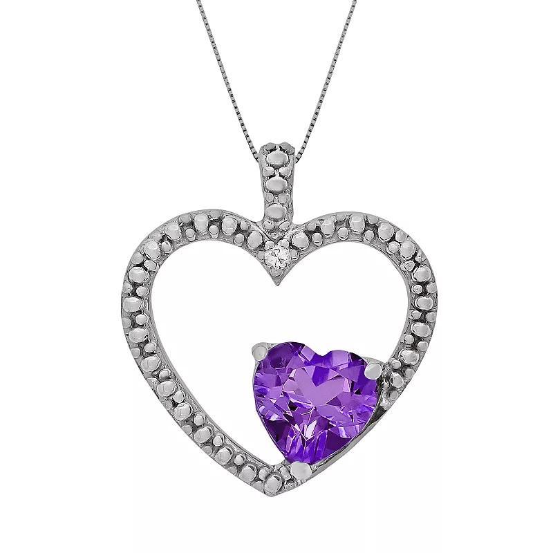 Gemminded Sterling Silver Garnet and Diamond Accent Heart Pendant, Women's, Size: 18", Red Product Image