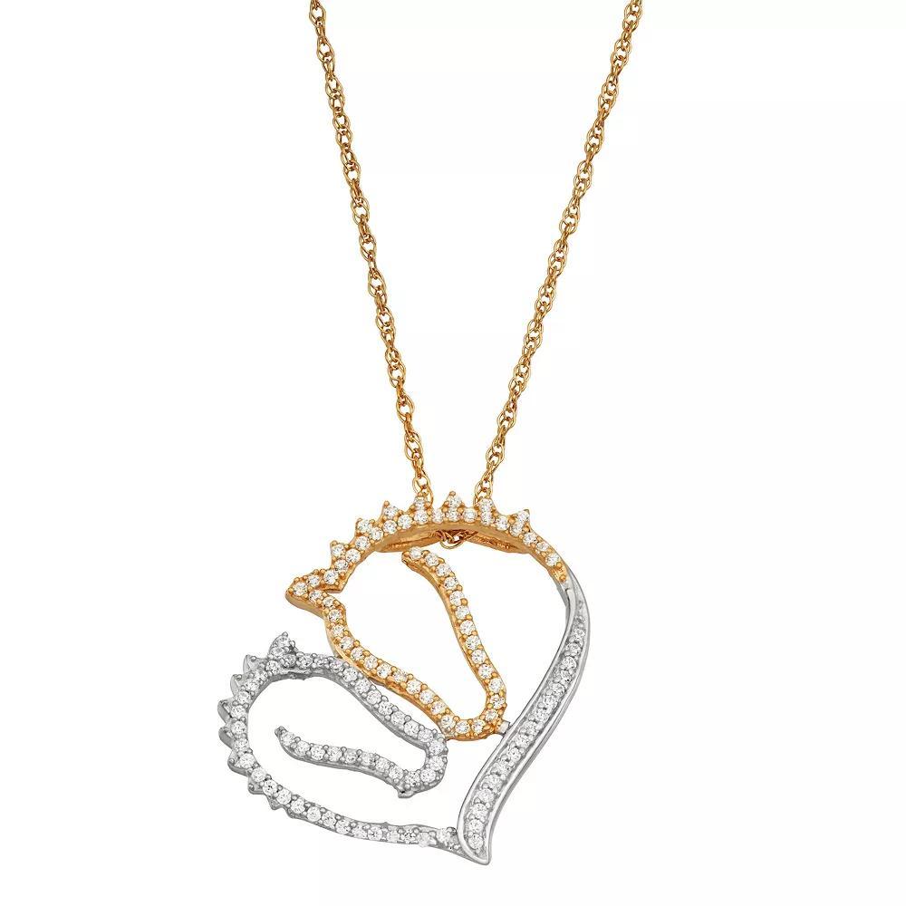 Jewelexcess Two Tone Sterling Silver 1/3 Carat T.W. Diamond Heart Pendant Necklace, Women's, Size: 18" Product Image