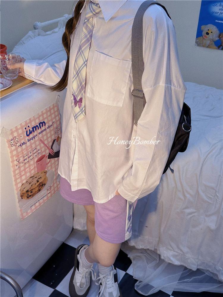 Drawstring Waist Heart Print Shorts Product Image