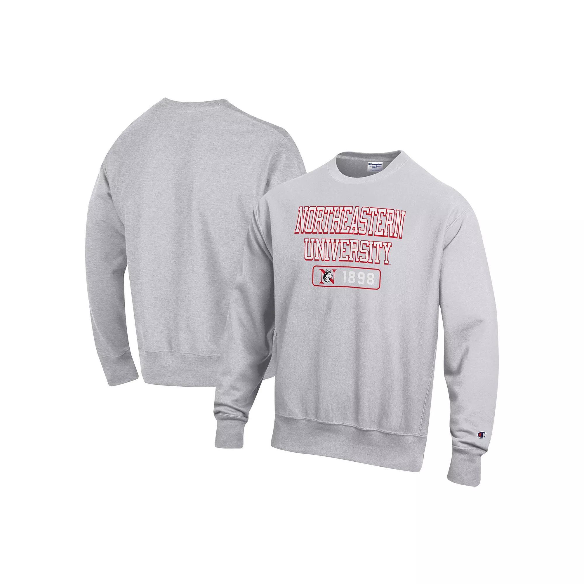 Men's Champion Gray Northeastern Huskies Reverse Weave Crew Pullover Sweatshirt, Size: 2XL, Nc2 Grey Product Image