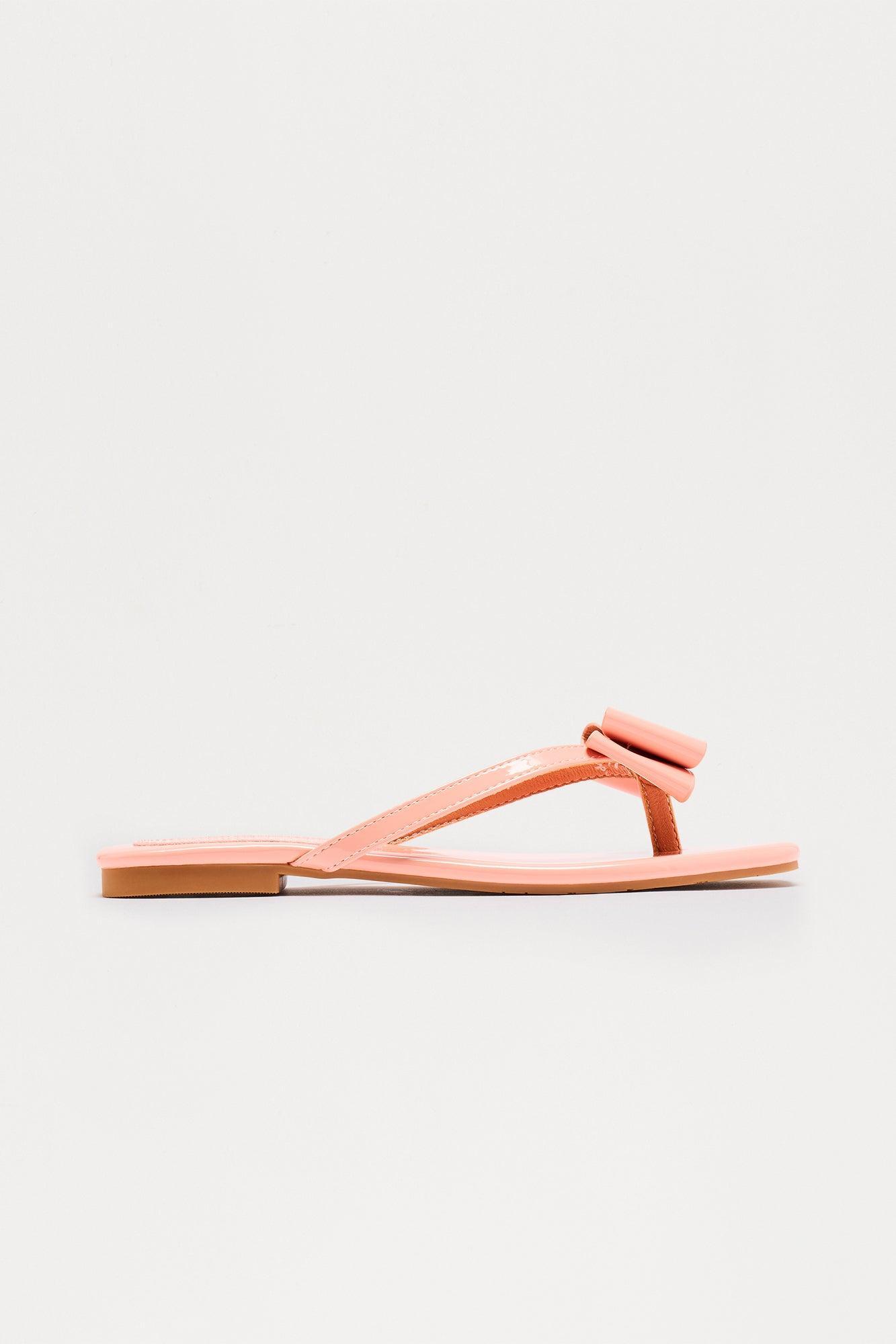 Silvie Bow Patent Sandals - Nude Product Image