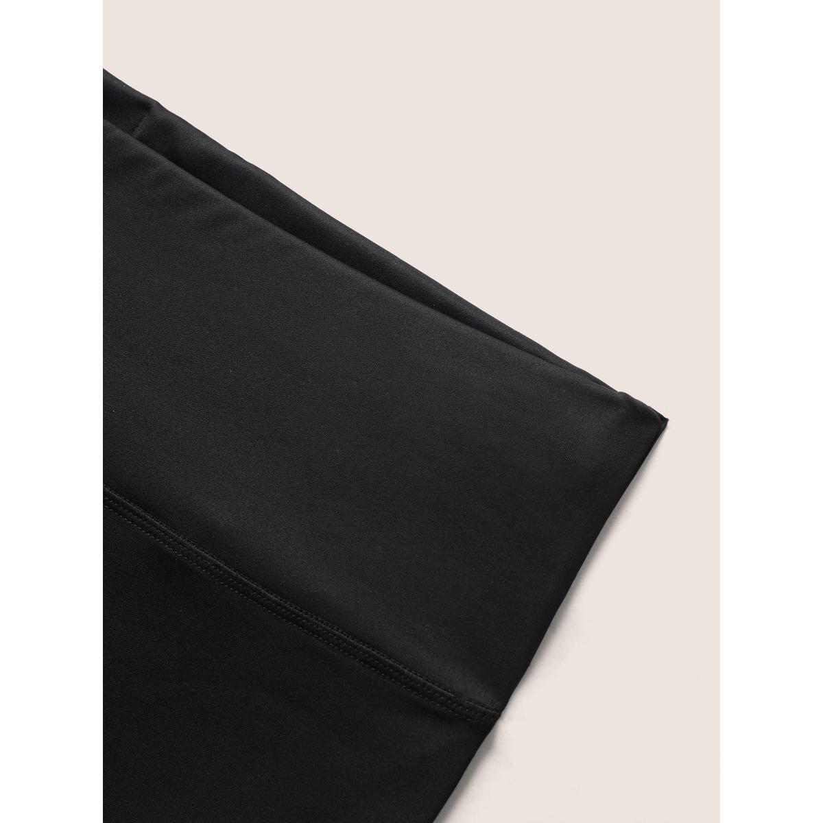 Plus Size Letter Print Wideband Waist High Rise Pants Women Black Casual Skinny High Rise Everyday Pants BloomChic 30/6X Product Image