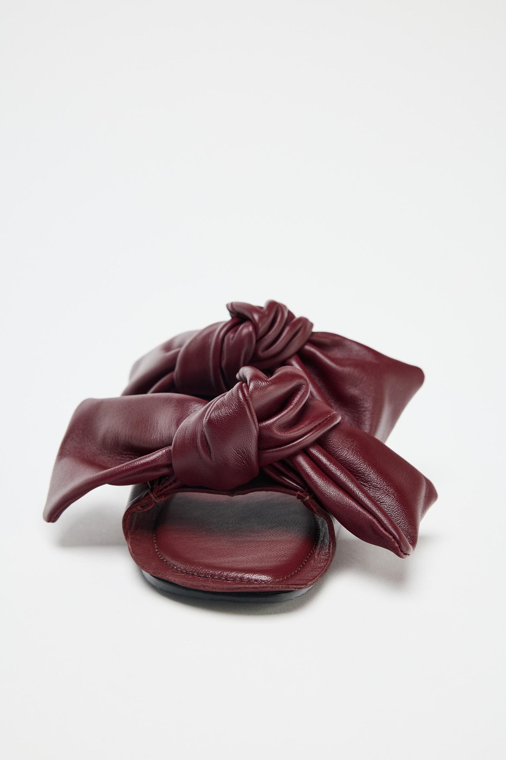 LEATHER BOW SANDALS Product Image