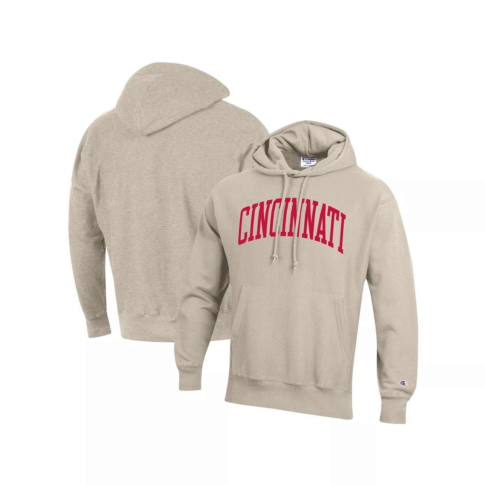 Men's Champion Heathered Oatmeal Cincinnati Bearcats Cincy Arch Pullover Hoodie, Size: 2XL, Team Product Image