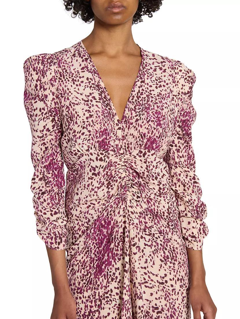 Albini Printed Silk-Blend Gathered Midi-Dress Product Image