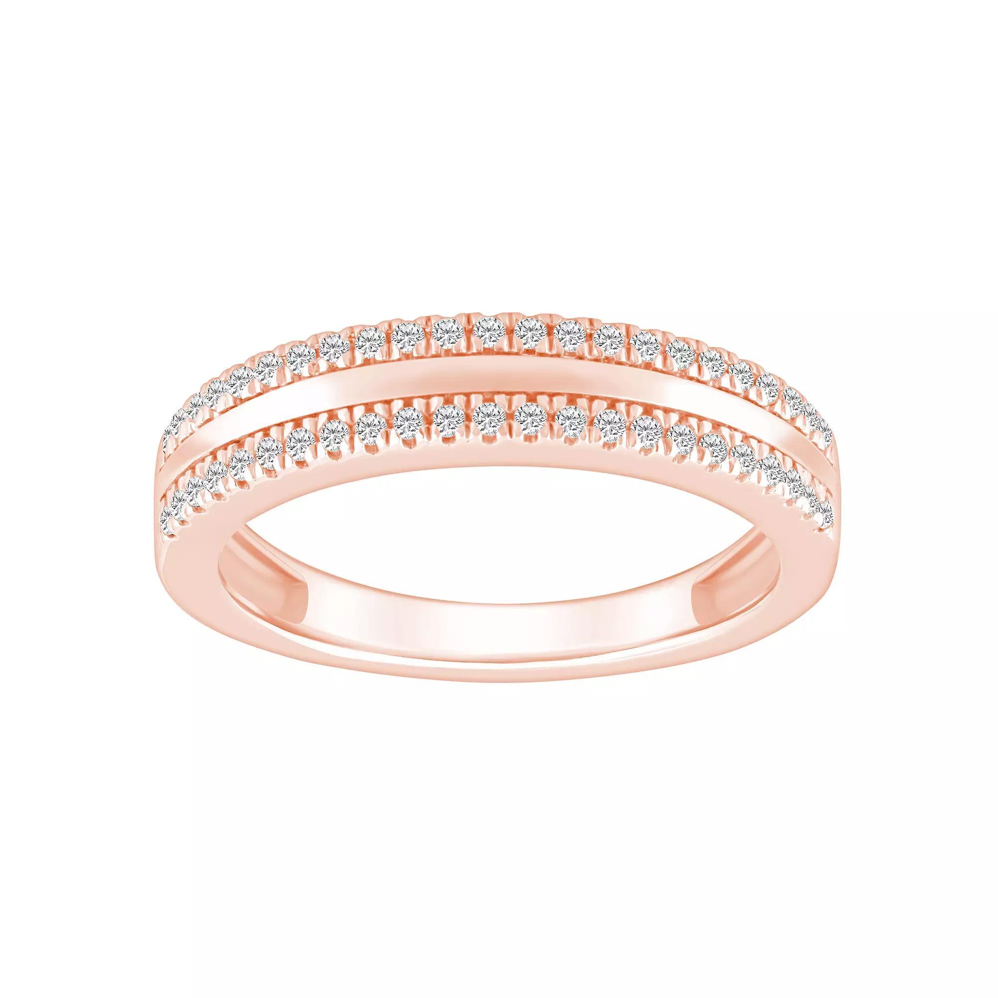 Alyson Layne 14k Gold 1/4 Carat T.W. Diamond Pave & Polished Wedding Band, Women's, Size: 8, 14k Rsgold Product Image