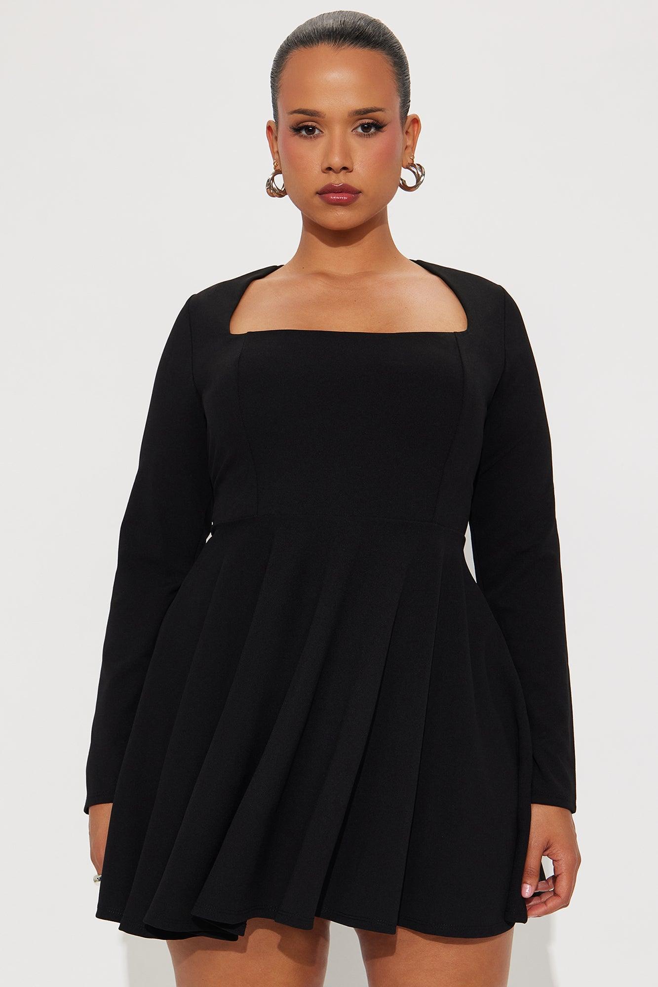Alena Long Sleeve Mini Dress - Black Product Image