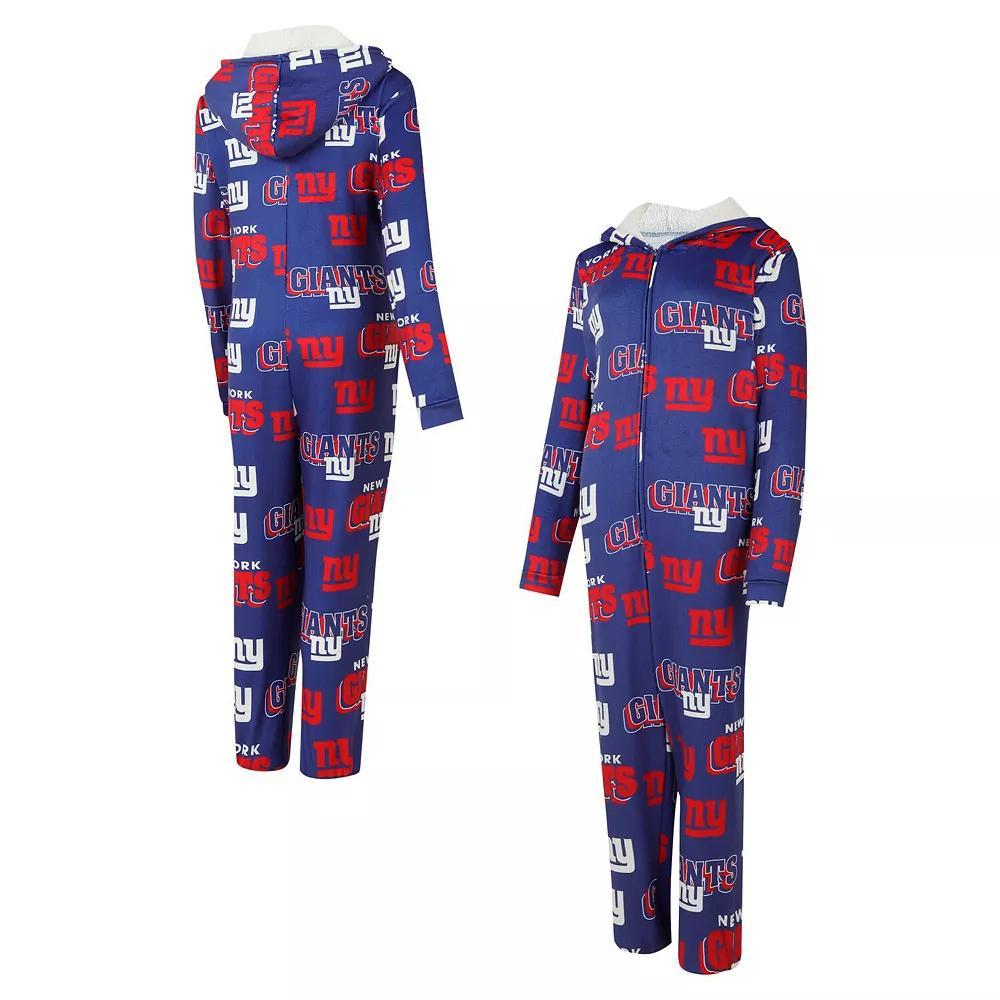 Women's Concepts Sport Royal New York Giants  Roadway Allover Print Microfleece Full-Zip Union Suit, Size: Medium, Blue Product Image