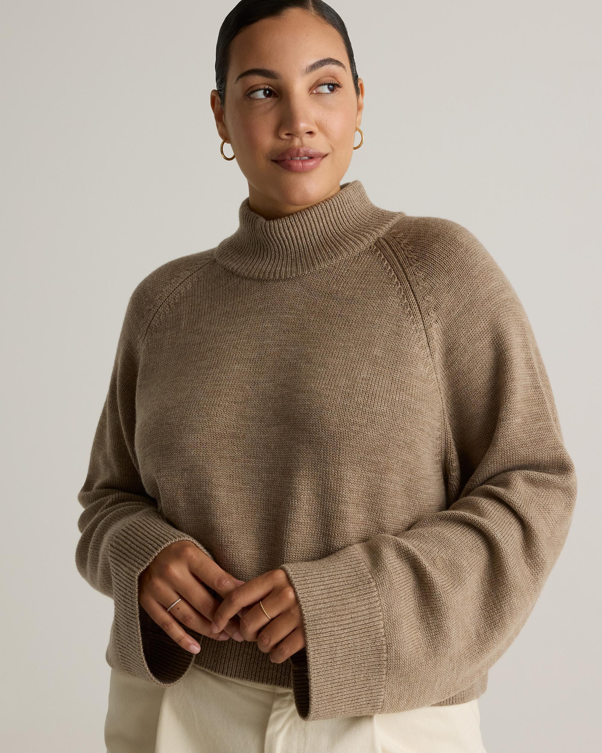 Quince | Women's Australian Merino Wool Cropped Mock Neck Sweater Size XL Product Image