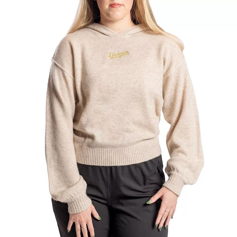Women's Lusso  Natural Los Angeles Dodgers Beatriz Cashmere Pullover Hoodie, Size: Medium, Beige Product Image