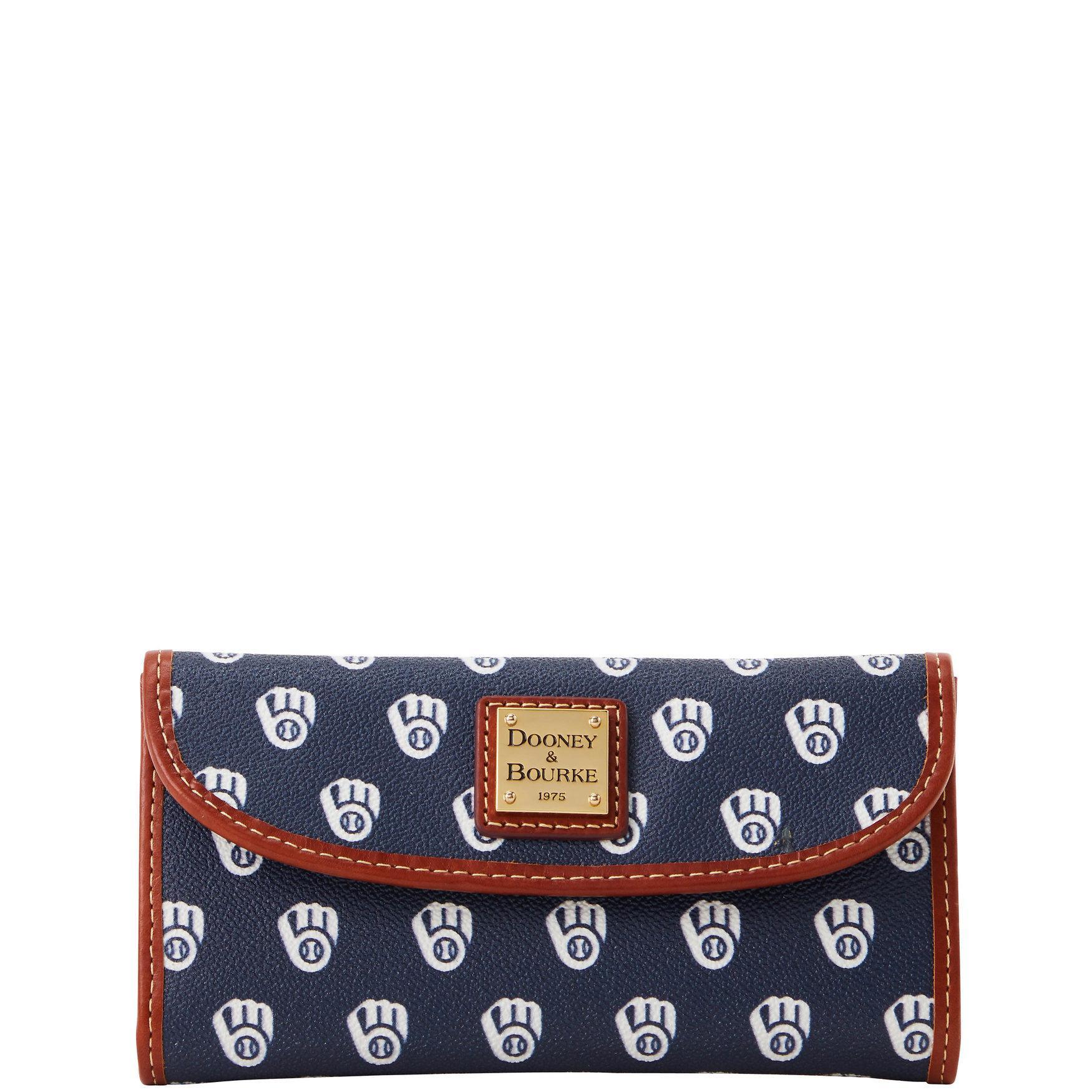 Dooney & Bourke Womens MLB Brewers Continental Coated Cotton Clutch Bag in Navy Product Image
