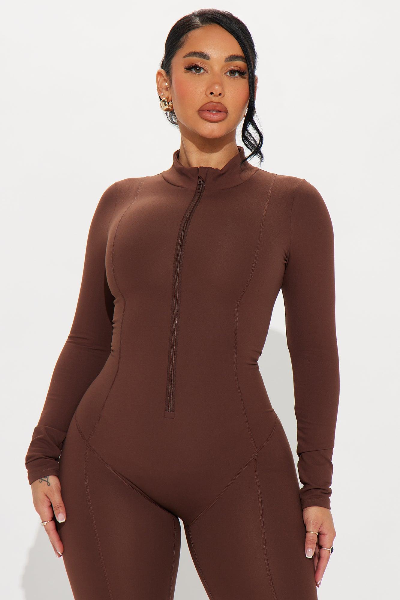 In Alignment Super Soft Active Flare Jumpsuit - Chocolate Product Image