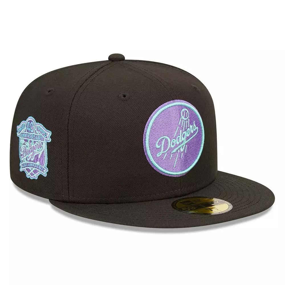 Men's New Era Black Los Angeles Dodgers 40th Anniversary Black Light 59FIFTY Fitted Hat, Size: 8 Product Image