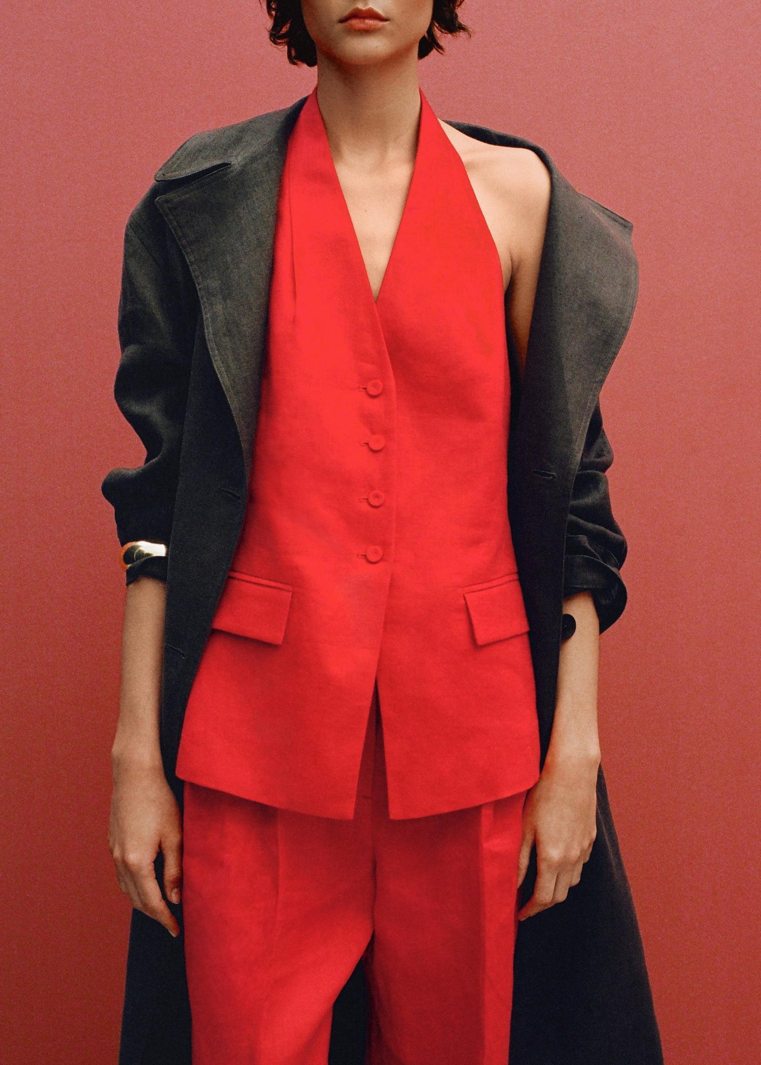 Linen halter-neck suit vest - Women | MANGO USA Product Image
