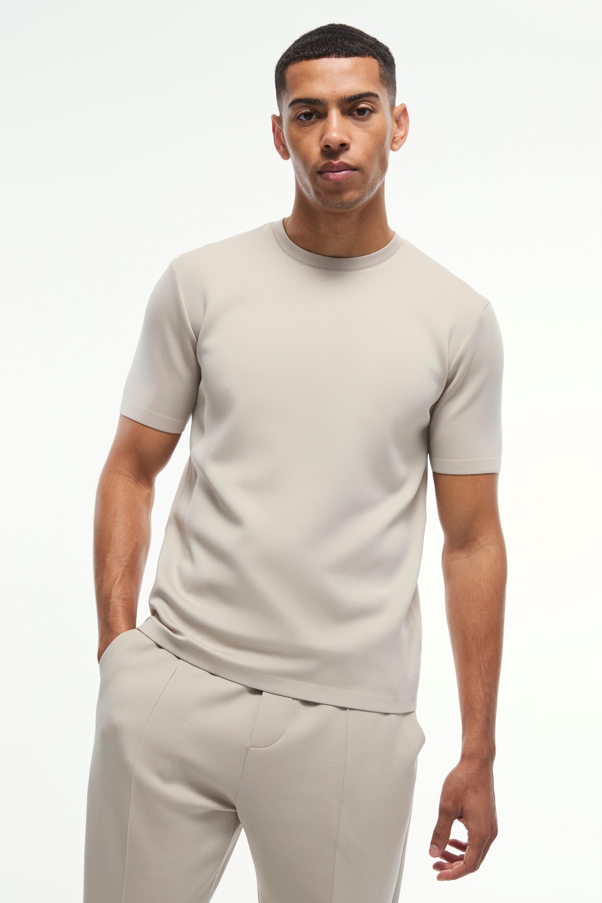 Mens Grey Regular Fit Premium Scuba T-shirt, Grey Product Image