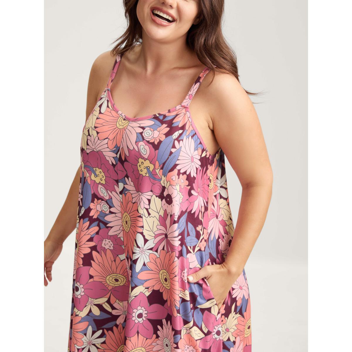 Plus Size Burgundy Vivid Groove Stretchy Adjustable Jumpsuit Women Sleeveless Non Everyday-Casual Loose Jumpsuits BloomChic 14-16/1X Product Image