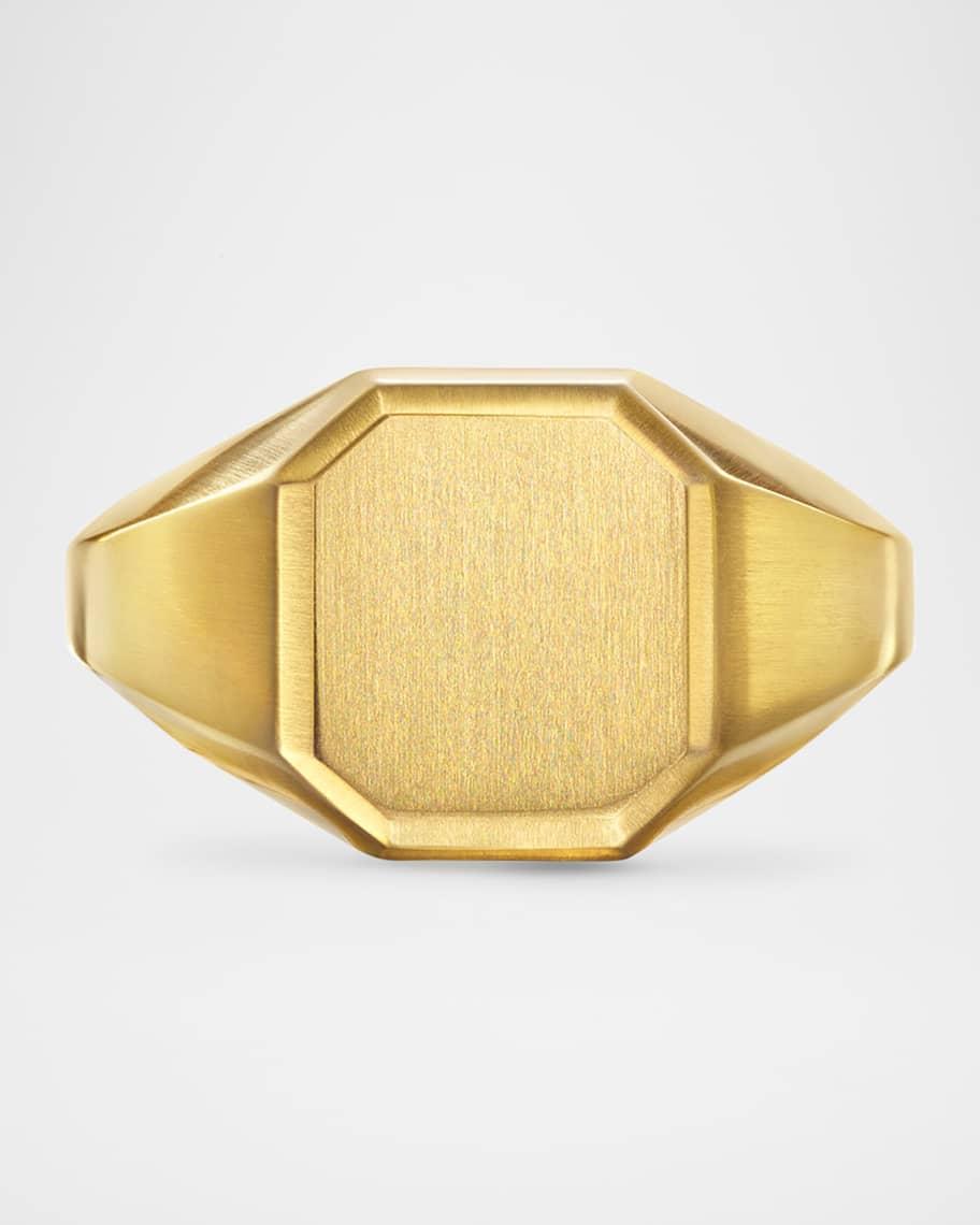 Mens Streamline Signet Ring in 18K Gold with Gemstone, 14mm Product Image