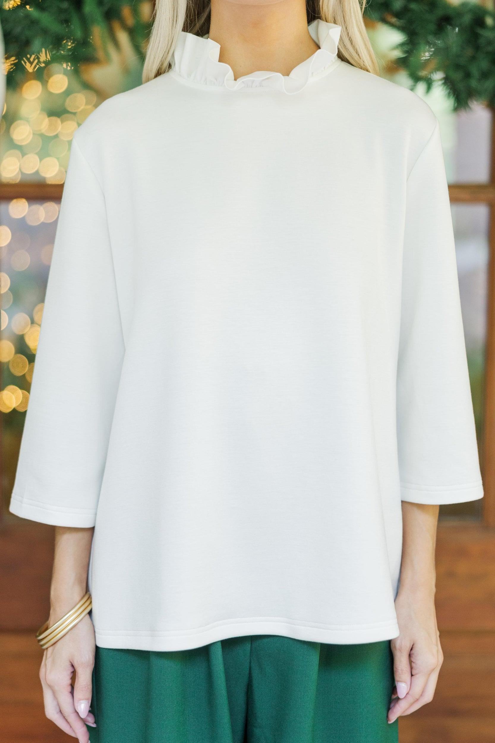 All You Know Ivory White Ruffled Blouse Female Product Image