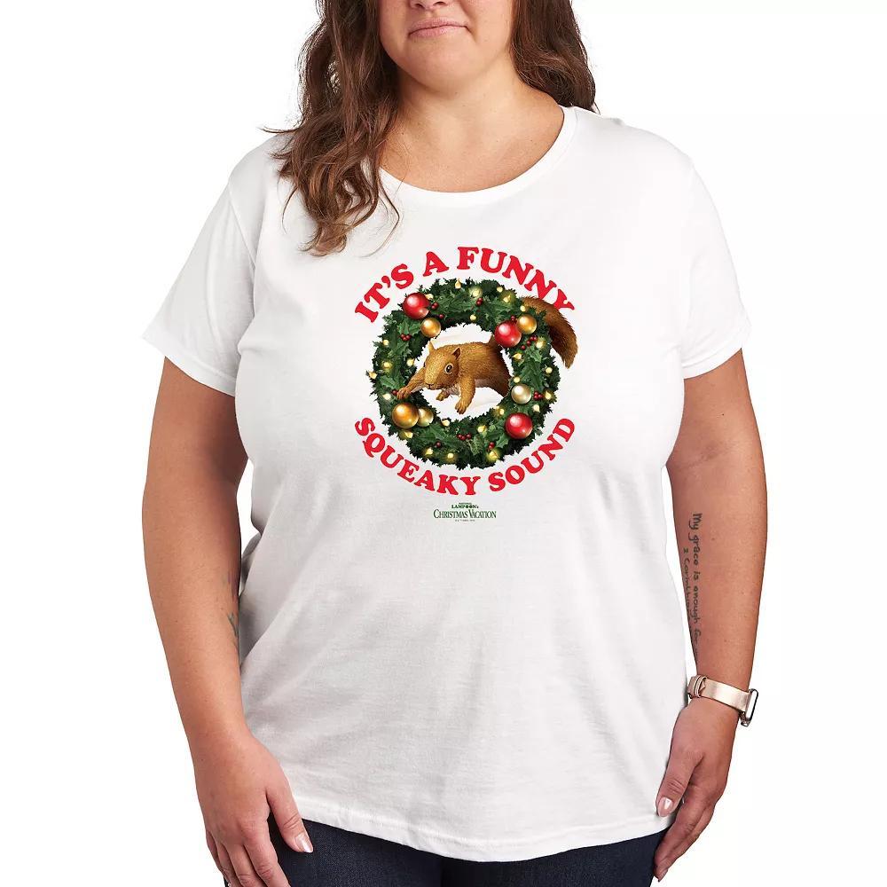 Plus National Lampoon's Christmas Vacation Squirrel Graphic Tee, Women's, Size: 4XL, White Product Image