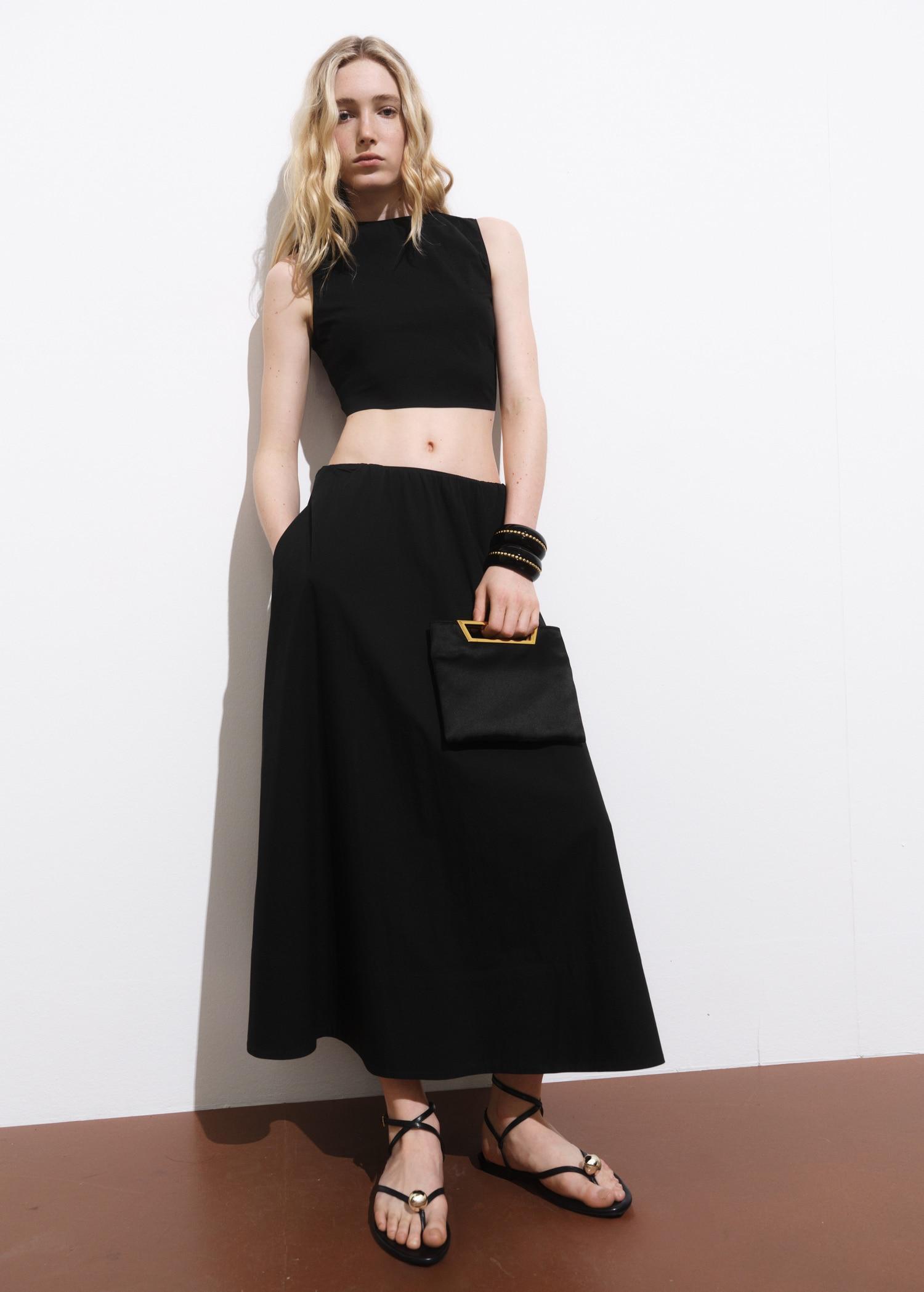 Flared cotton skirt - Women | MANGO USA Product Image