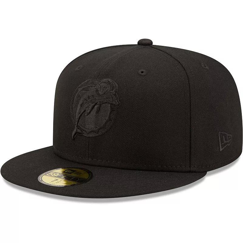 Men's New Era Miami Dolphins Black on Black Alternate Logo 59FIFTY Fitted Hat, Size: 7 3/4 Product Image