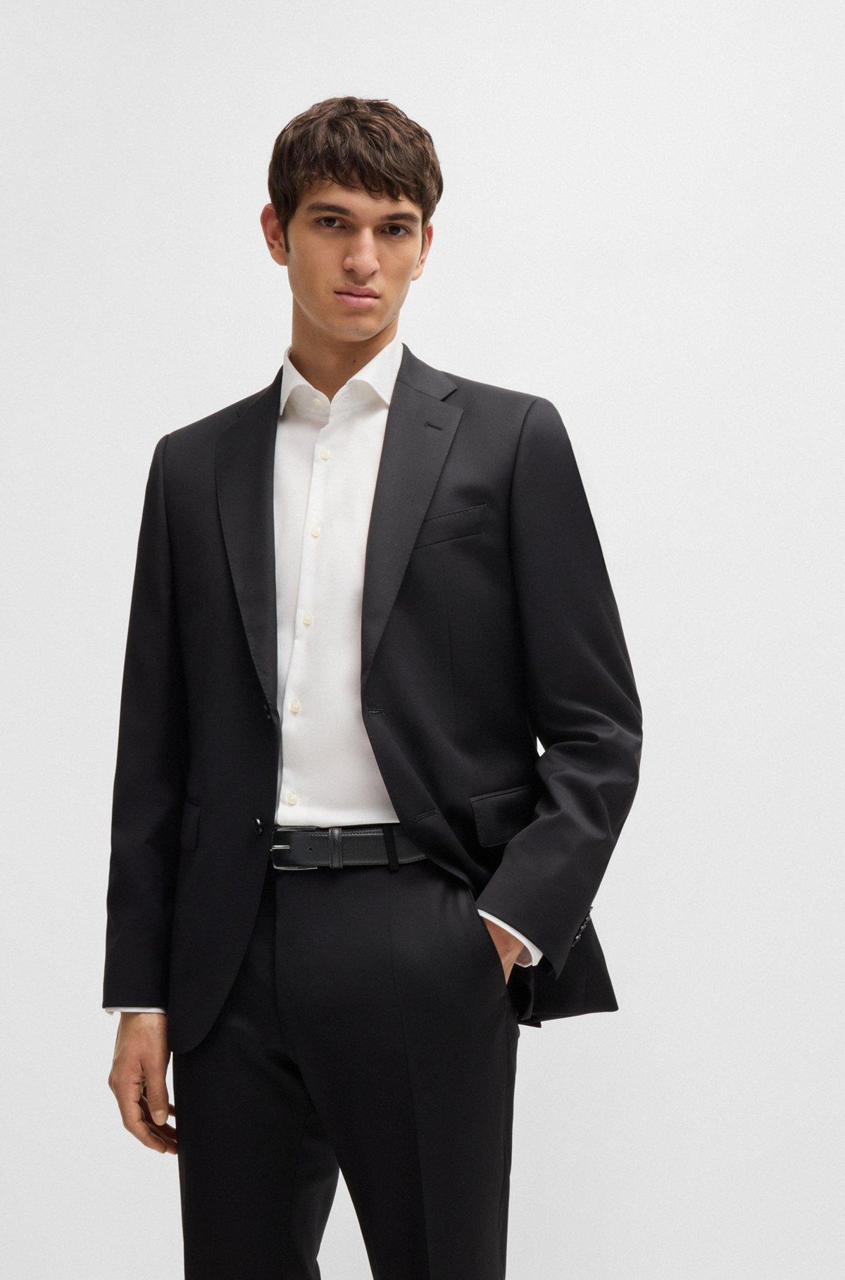 Italian-made grained-leather belt with logo buckle Product Image