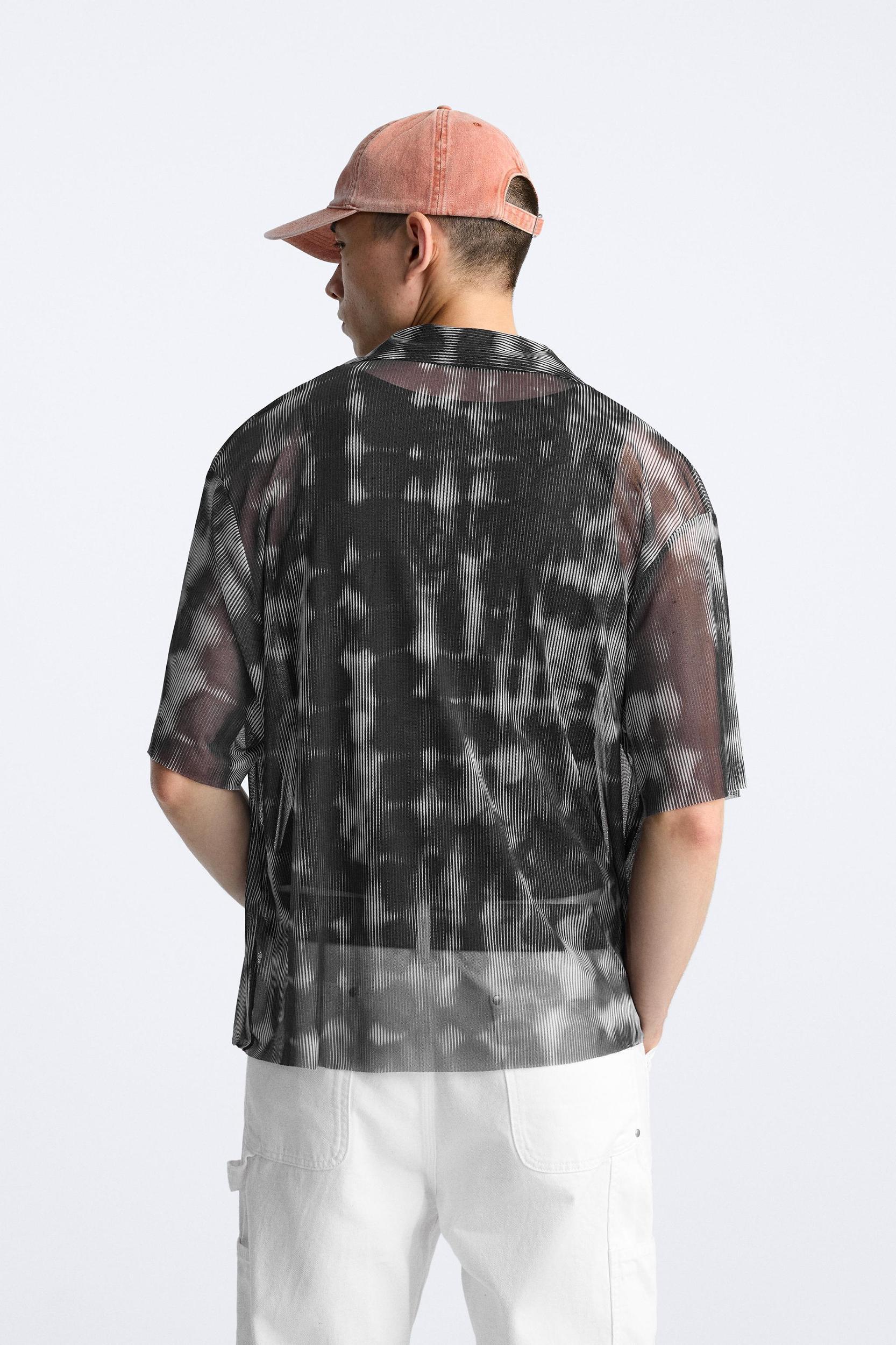 SEMI-SHEER ABSTRACT PRINT SHIRT Product Image