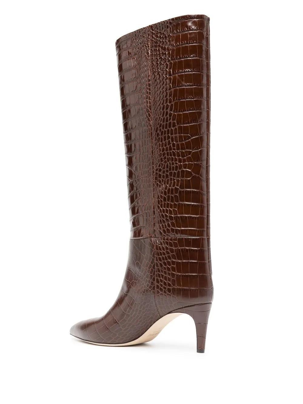 65mm crocodile-effect leather boots Product Image