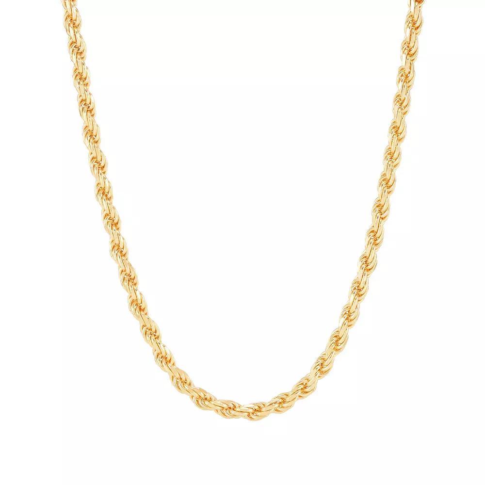 Everlasting Silver Gold Over Silver Solid Rope Chain Necklace, Womens Gold Tone Product Image